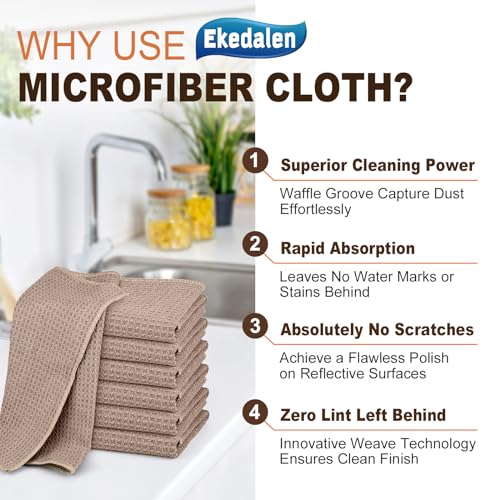 Ekedalen Microfiber Cleaning Cloth Lint Free Glass Polish, Khaki - color: Khaki