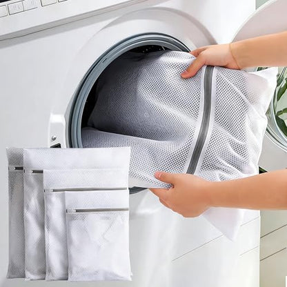 1PCS Mesh Laundry Bags, Protective Washing Bags with Zipper, Delicates Anti Tangle Anti Pilling Travel Storage, White, 19.5×23.4 in - size: 19.5×23.4 in