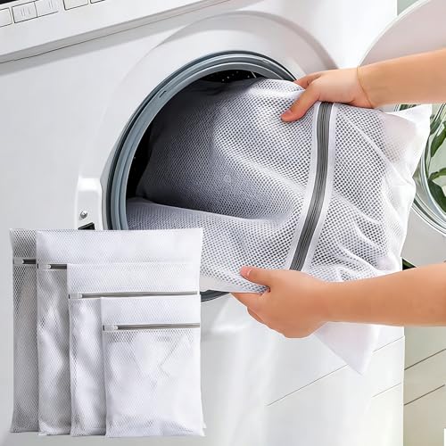 1PCS Mesh Laundry Bags, Protective Washing Bags with Zipper, Delicates Anti Tangle Anti Pilling Travel Storage, White, 15.6×19.5 in - size: 15.6×19.5 in