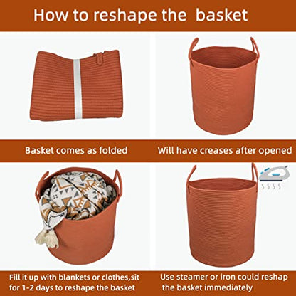 Woven Cotton Rope Laundry Basket, 15" x 20" Laundry Hamper, Rustic - color: rustic, size: Regular