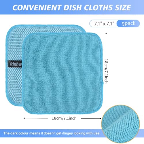 KinHwa Dish Cloths for Washing Dishes with Scrub Side, Microfiber Dish Rags - color: Mixed Colors 1, size: 7inchx7inch