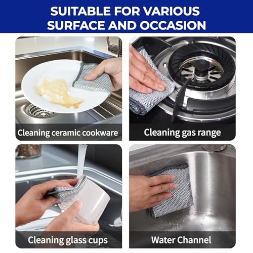 Wangjinpeng 12PK 3-Layer Non-Scratch Wire Dishcloths, 7.87 x 7.87 in - color: 12pcs Triple Layer Silver, size: 7.87x7.87-12pcs