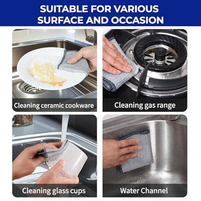 Wangjinpeng 12PK Non-Scratch Steel Wool Dishcloths 9.84X9.84 in - color: 12pcs Double Layer Large Size Silver, size: 9.84x9.84-12pcs