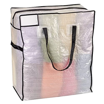Household Essentials Medium Storage Bag, Clear Polyethylene with Black Trim (Pack of 12) - size: Medium (Pack of 12)