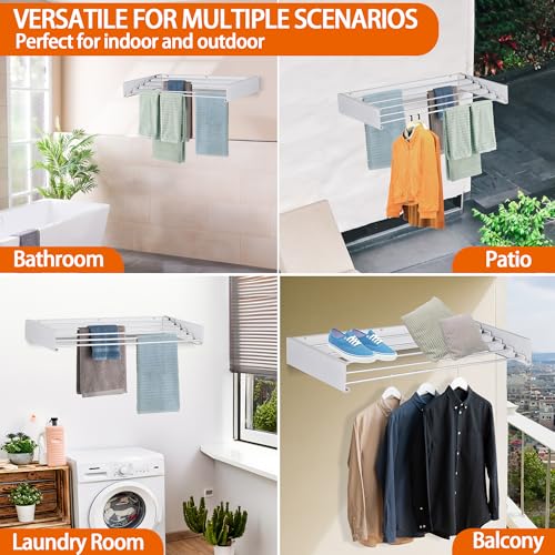 FOCHIER F Laundry Drying Rack Wall Mounted Clothes Drying Rack White,23.6" - color: White, size: 23.6"