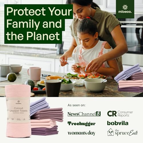 mioeco 24 Pack Reusable Kitchen Paper Towels, Organic Multicolor Cloths - size: 24 Pack Blush Harmony