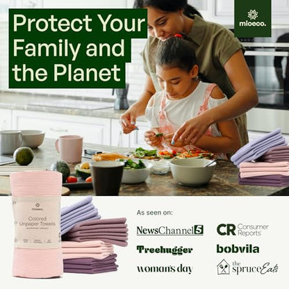 mioeco 24 Pack Reusable Kitchen Paper Towels, Organic Multicolor Cloths - size: 24 Pack Blush Harmony