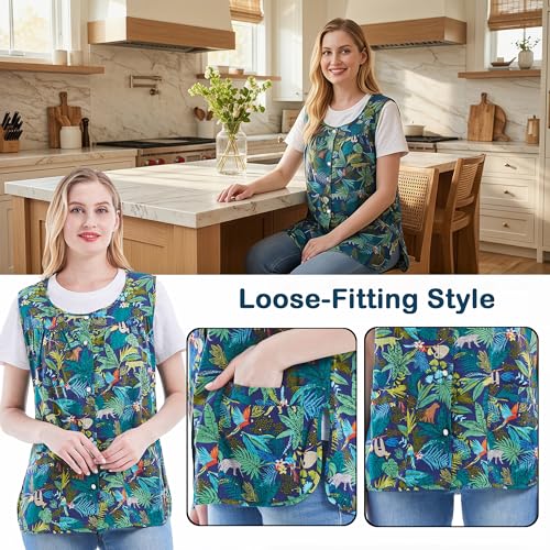 Nanxson Cobbler Apron for Women with Pockets,Cotton Smock with Buttons - color: Greenleaf, size: Large