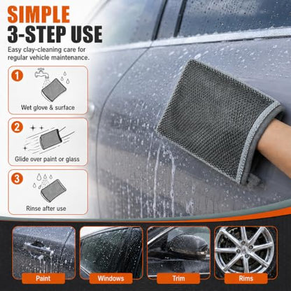Clay Mitt for Car Detailing, No Scratch Reusable Magic Clay Bar Glove, Microfiber Auto Cleaning Supplies for Removing Debris from Paint, Glass, Wheels, Windshield(Gray) - color: Gray