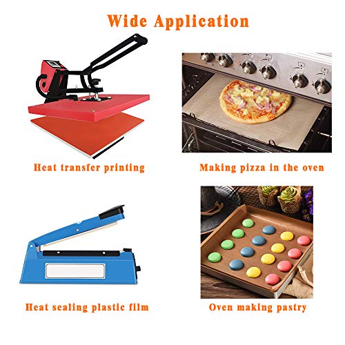 3 Pack PTFE Teflon Sheet 12 x 16" and 3 Rolls 10mm X 33m Heat Resistant Sublimation Thermal Tape for Heat Press Transfer,Non Stick Paper Reusable Craft Mat,Protects Iron,for Machines - size: 12 x 16 inch