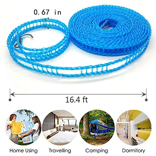 Foshine Clotheslines 3 pcs 1.64ft Length Clothes Drying Rope Portable - color: Blue&green&pink, size: 3 Pack