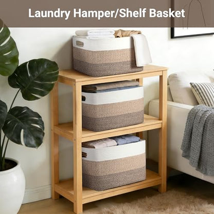 75L Laundry Basket Hamper,Gradient Brown/White, 22"x17"x12" - color: Gradient Brown/White, size: 75L