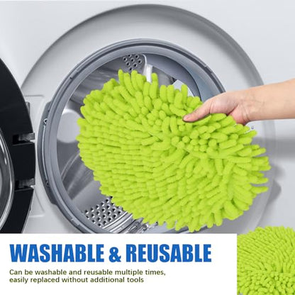 Microfiber Chenilles Pads for Shark Steamer S7001 s7020 s7000amz s7000 s7001tgt s7201 s8201 S7005 s8001 Series Rotating Steam Scrubber,Scrub Sanitize at The Same,Round Scrubbing Mop Replacement Pad - color: 4 Green Microfiber Chenilles Pads