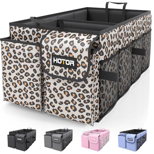 HOTOR Trunk Organizer - Foldable Car Organizer for SUVs & Sedans Storage - color: Brown Leopard, size: Medium (2 Compartments)