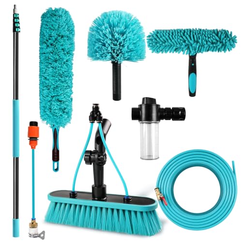 Adjustable 24FT Water Fed Pole Cleaning Kit with 4 Brush Heads