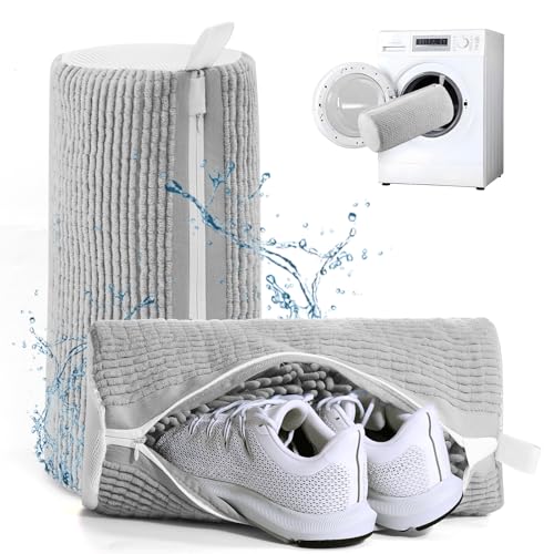 Aship Shoe Washing Machine Bag, Laundry Shoe Bag for Washer and Dryer - 2PC Reusable Shoe Cleaning Bag for Sneakers,Tennis Shoes, 360° Deep Cleaning With Self-locking Zipper for All Shoes Sizes - Gray - color: Grey
