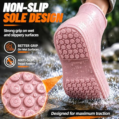 Waterproof Shoe Covers, Reusable Silicone Rain Shoe Covers, Pink, M - color: Pink, size: M