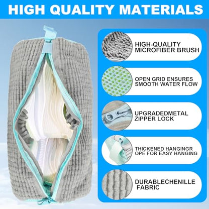 Shoe Washing Bag for Washing Machine, Reusable Laundry Bag for Sneakers, Socks, Gym Shoes Fast Wash, Travel, Dorm Room Essentials (Blue) - color: Blue