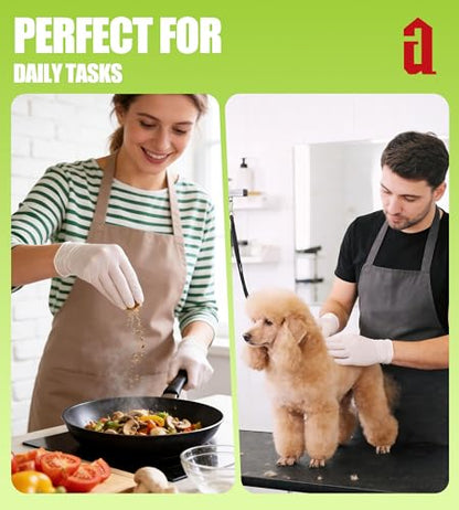 AnTools Food Safe Disposable Nitrile Gloves, Powder-Free, Textured Fingertips, Latex-Free, for Cooking, Food Prep, Cleaning, Pet Care, DIY, White, Medium - size: Medium (Pack of 100)