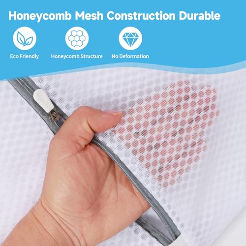 Honeycomb Mesh Laundry Bag 12" x 16" with Zipper Closure, Delicate Wash Bag for Bra, Lingerie, Socks, Baby Clothes, 6 Pack