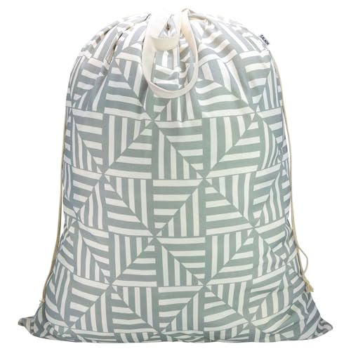 Canvas Laundry Bag with Handles & Drawstring, XL 33"Wx 35"H, Geometry Gray - color: Geometry Light Gray,1pc XL, size: XL 33"W x 35"H┃1 Pack