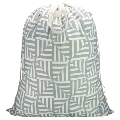 Canvas Laundry Bag with Handles & Drawstring, XL 33"Wx 35"H, Geometry Gray - color: Geometry Light Gray,1pc XL, size: XL 33"W x 35"H┃1 Pack