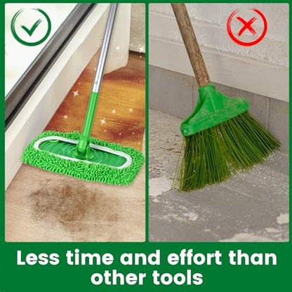 15Pcs Reusable Microfiber Mop Pads Compatible with Sweeper Mop, Replacement Wet Mopping pad Refills & Washable Dry Sweeping Cloths for Surface/Hardwood Floor Cleaning - color: 15 Pack Green