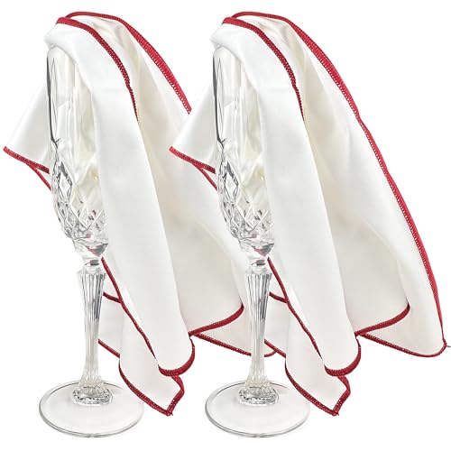 The 2-Pack Premium Microfiber Wine Glass Polishing Cloths, Large Lint-Free Drying Towels for Glasses, Stemware, Glassware, Camera Lenses, 25 Inch X 20 Inch (White, 2 Count) - color: White
