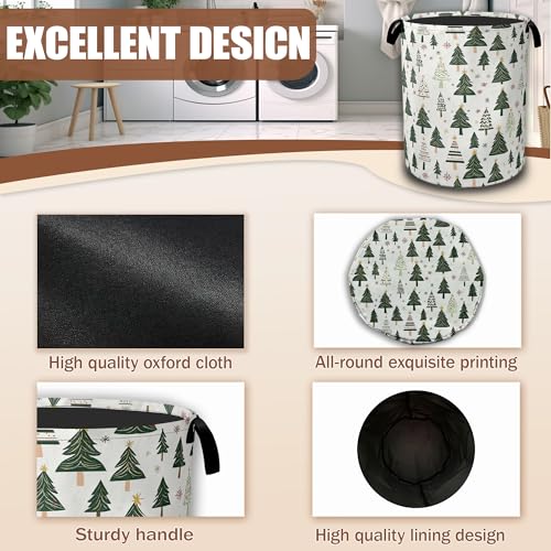 Christmas Pine Tree Laundry Basket,Waterproof Foldable Laundry Hamper,Dirty Clothes Basket, Linen Bin Storage Organizer Collection 16" x 20.8" - color: Christmas Pine Tree