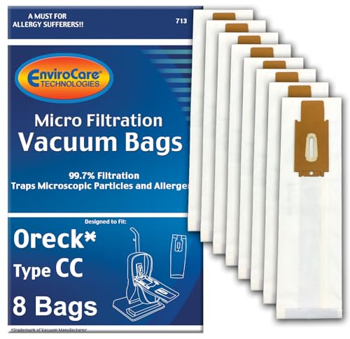 EnviroCare Replacement Micro Filtration Vacuum Cleaner Bags made to fit Oreck Type CC, XL. Fits All XL7, XL21, 2000's, 3000's, 4000's, 8000's, 9000's Series Upright Vacuum Cleaners 8 pack