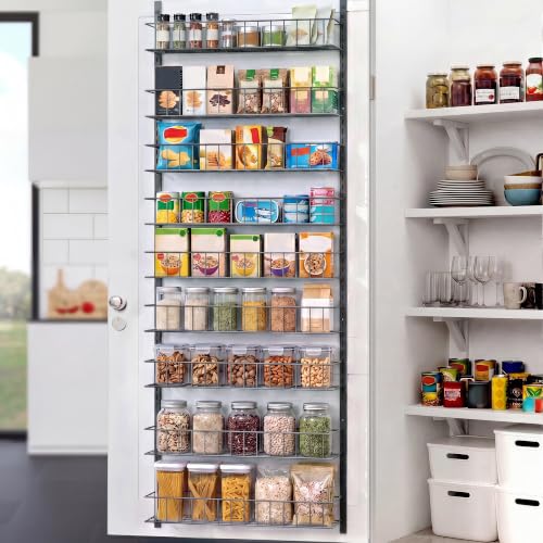 ElegantArray 9-Tier Pantry Door Organizer, Deep Gray - color: Deep Gray, size: 9-Tier