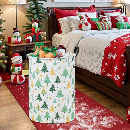Round Collapsible Fabric Storage Basket,Laundry Hamper, Christmas tree - color: Round-Christmas tree