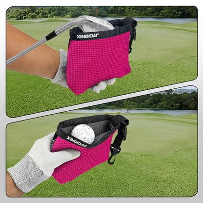 Waterproof Golf Club Cleaner Bag and Golf Ball Washer with Clip, Plum - color: Plum