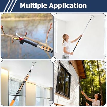 3.7-12 FT Telescopic Extension Pole Aluminum Paint Roller & Cleaning Pole - size: 12 Ft Orange