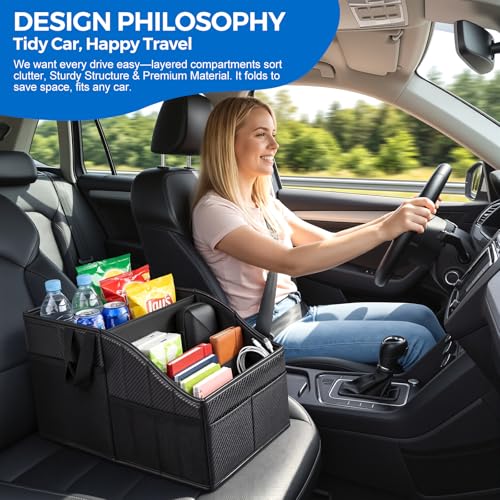 WHHMK Sturdy Leather Car Storage Support Up to 33 LB,Carbon Fiber Texture - color: Carbon fiber texture