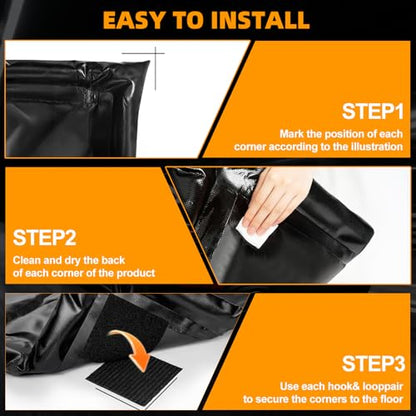 7'9"x16' Garage Floor Mat, Heavy Duty Containment Mat with a Squeegee Waterproof PVC Non-Slip Durable Protection from Snow, Rain and Mud, for Cars SUVs Trucks Parking Garages, Black - size: 7'9"x16'