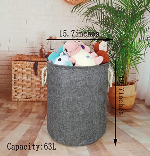 Round Laundry Basket Storage Bins Nursery Hamper Gift Baskets for Home,Office,Home Decor - color: grey