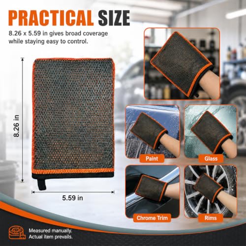 Clay Mitt for Car Detailing, No Scratch Reusable Magic Clay Bar Glove, Microfiber Auto Cleaning Supplies for Removing Debris from Paint, Glass, Wheels, Windshield(Orange) - color: Orange