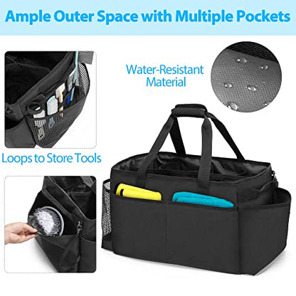 HODRANT Extra-Large Cleaning Caddy with Handles & Multi Pockets - color: Black