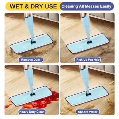 16.5 Inch Reusable Mop Pads Microfiber Spray Mop Replacement Heads for Wet/Dry Mops Compatible with Bona Floor Care System (6 Pack) - color: Multicolor Mop Pads