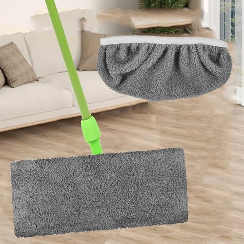 2IN1 Reusable Mop Mat Floor Sweeping Mops Fill Household Cleaning Tools Dust Mop Cloth Dry and Wet Use Shoe Cover,22*9cm (Grey,1pcs) - color: Grey,1pcs