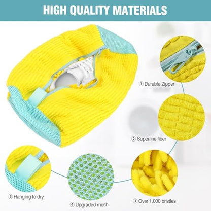 Shoe Washing Machine Bag, Shoe Laundry Bag for Washer and Dryer - color: Yellow, size: 2 PACK