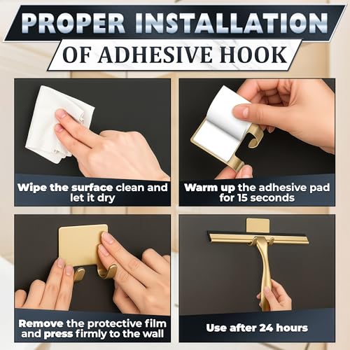 Gold Squeegee for Shower Glass, 10" Silicone Blade, Stainless Steel - color: Gold, size: 10 Inch