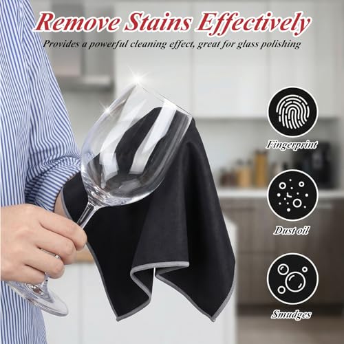 6 Pcs Polishing Cloths for Wine Glass, 25 x 20 Inch Microfiber Glass Polishing Cloths