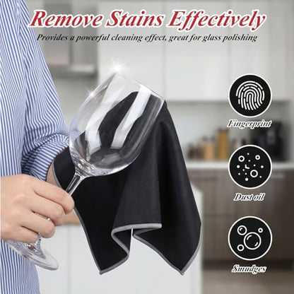 6 Pcs Polishing Cloths for Wine Glass, 25 x 20 Inch Microfiber Glass Polishing Cloths