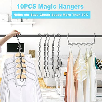10 Pack Space Saving Hangers, Closet Organizers & Storage for Clothes, Gray - color: Gray