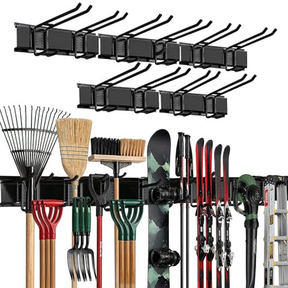 TIDYME Garage Wall Organizer, Shovel Holder Wall Mount, 80" Double Hooks - size: 80" (0 Shelves)