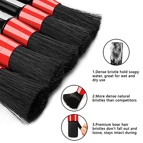 HMPLL 10pcs Auto Car Detailing Brush Set Car Interior Cleaning Kit - color: Red