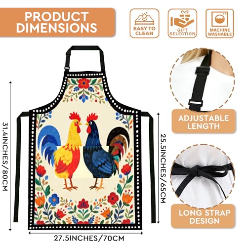 Adjustable Baking Aprons for Women - Cooking Aprons for Women with Pockets, Perfect for Baking Cooking Gradening - color: Chicken-2