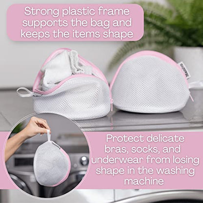 Mamlyn Mesh Bra Bags for Washing Machine, Lingerie wash Bags for Laundry - size: 2 Traingle
